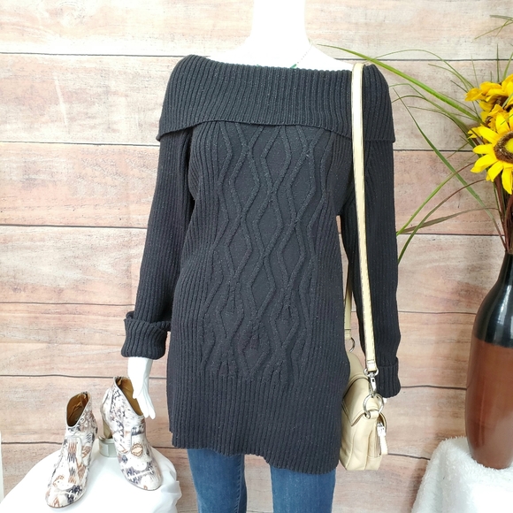 Style & Co. Sweaters - Style & Co cable knit wide collar shimmer sweater